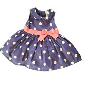 Carter's Blue Polka Dot Dress w/Pink bow (w/ Pink Cardigan!)
